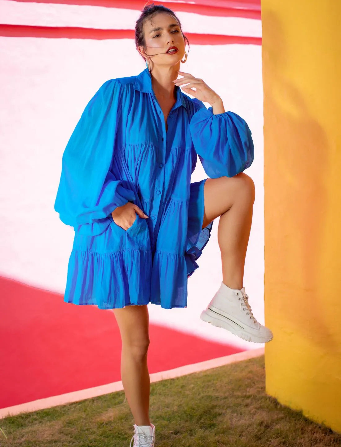 Erika Pea ALIA MINI DRESS AZURE BLUE / S/M Erika Pea ALIA MINI DRESS AZURE BLUE / S/M