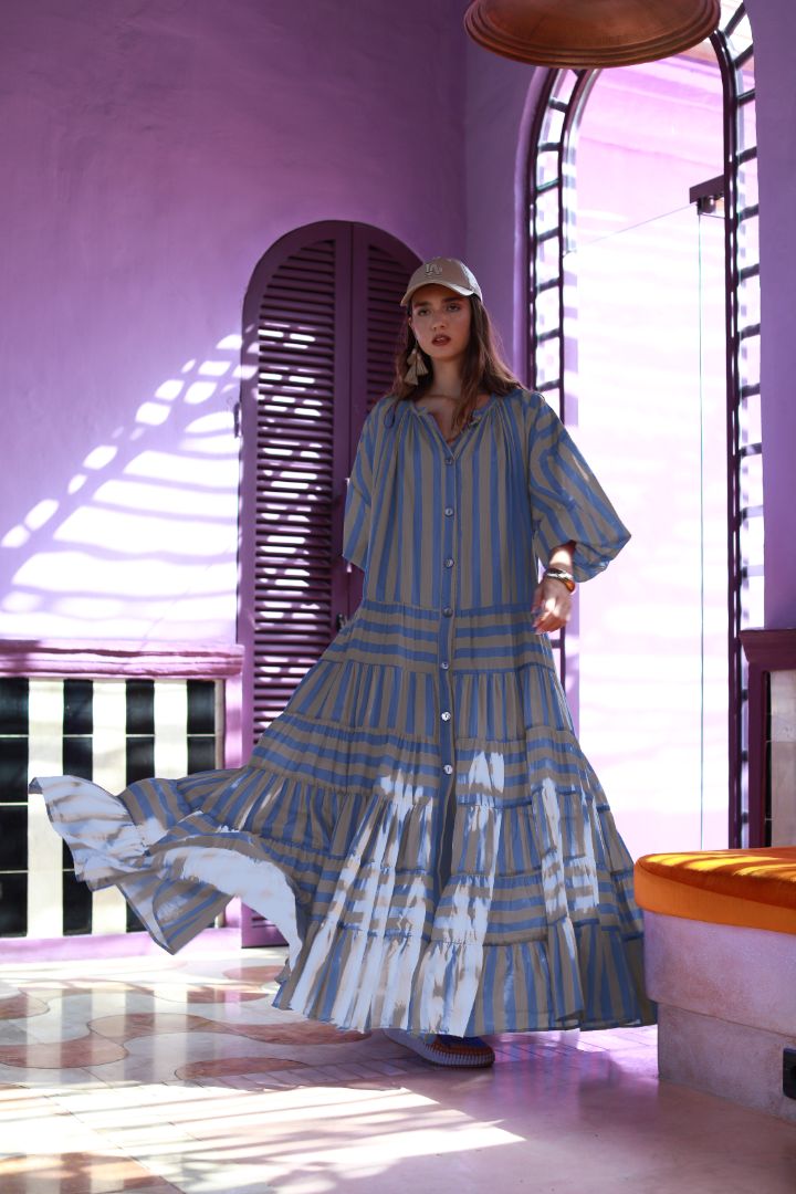 ELLA WOMEN BOHEMIAN MAXI DRESS STRIPE ELLA WOMEN BOHEMIAN MAXI DRESS STRIPE