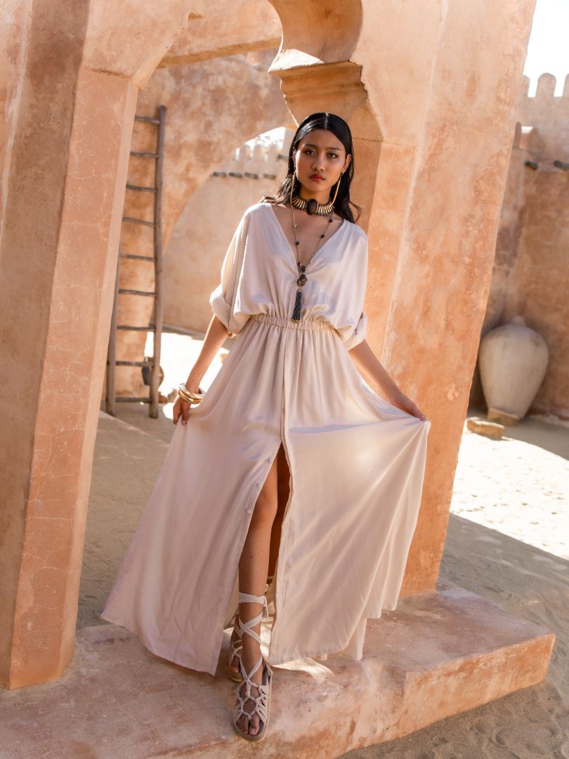 Erika Peña VERO MAXI DRESS BEIGE / M/L