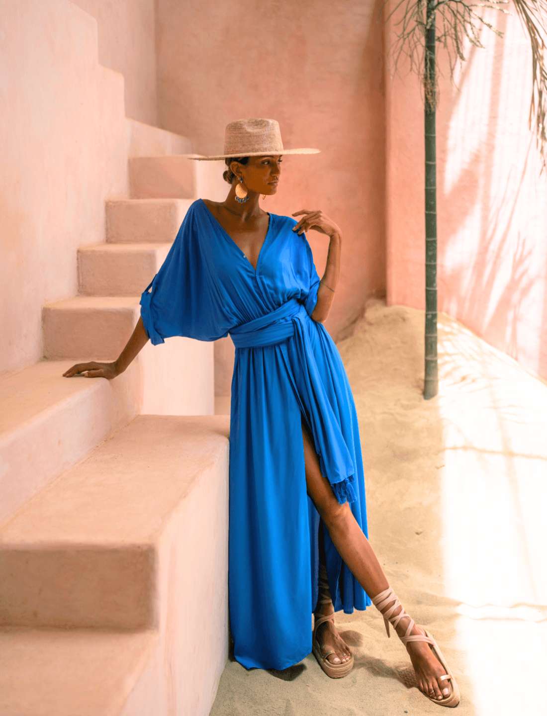 Erika Pea VERO BOHEMIAN WOMENS MAXI DRESS MOROCCAN BLUE / S/M Erika Pea VERO BOHEMIAN WOMENS MAXI DRESS MOROCCAN BLUE / S/M