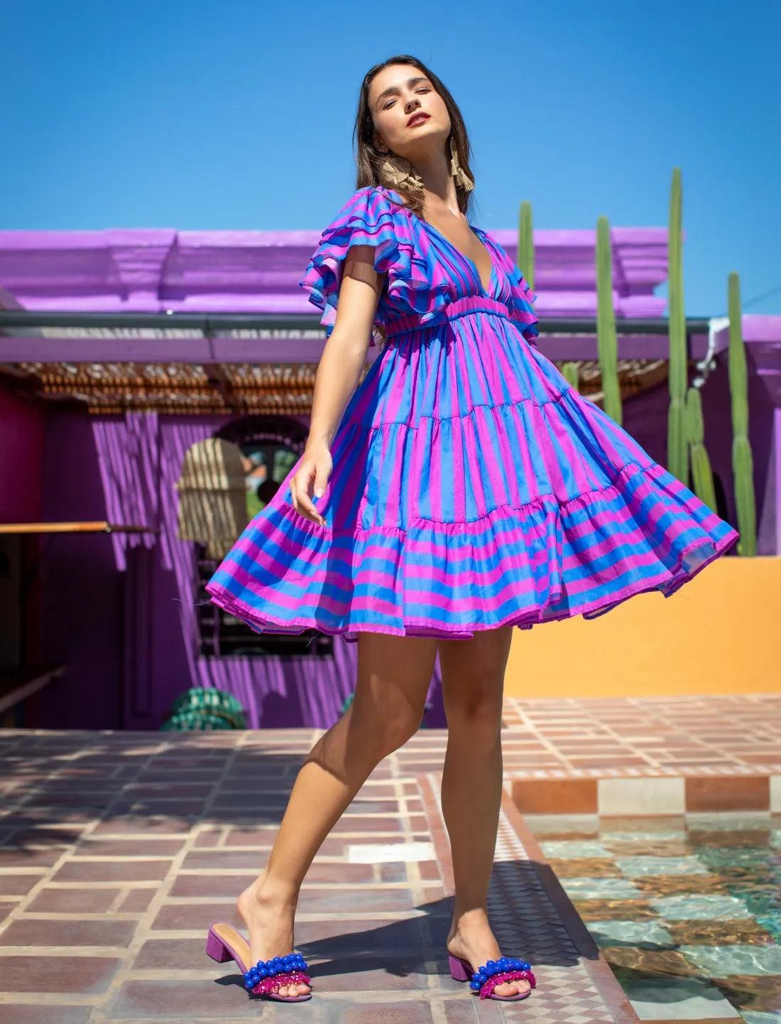 VALE SHORT DRESS STRIPE - Erika Peña