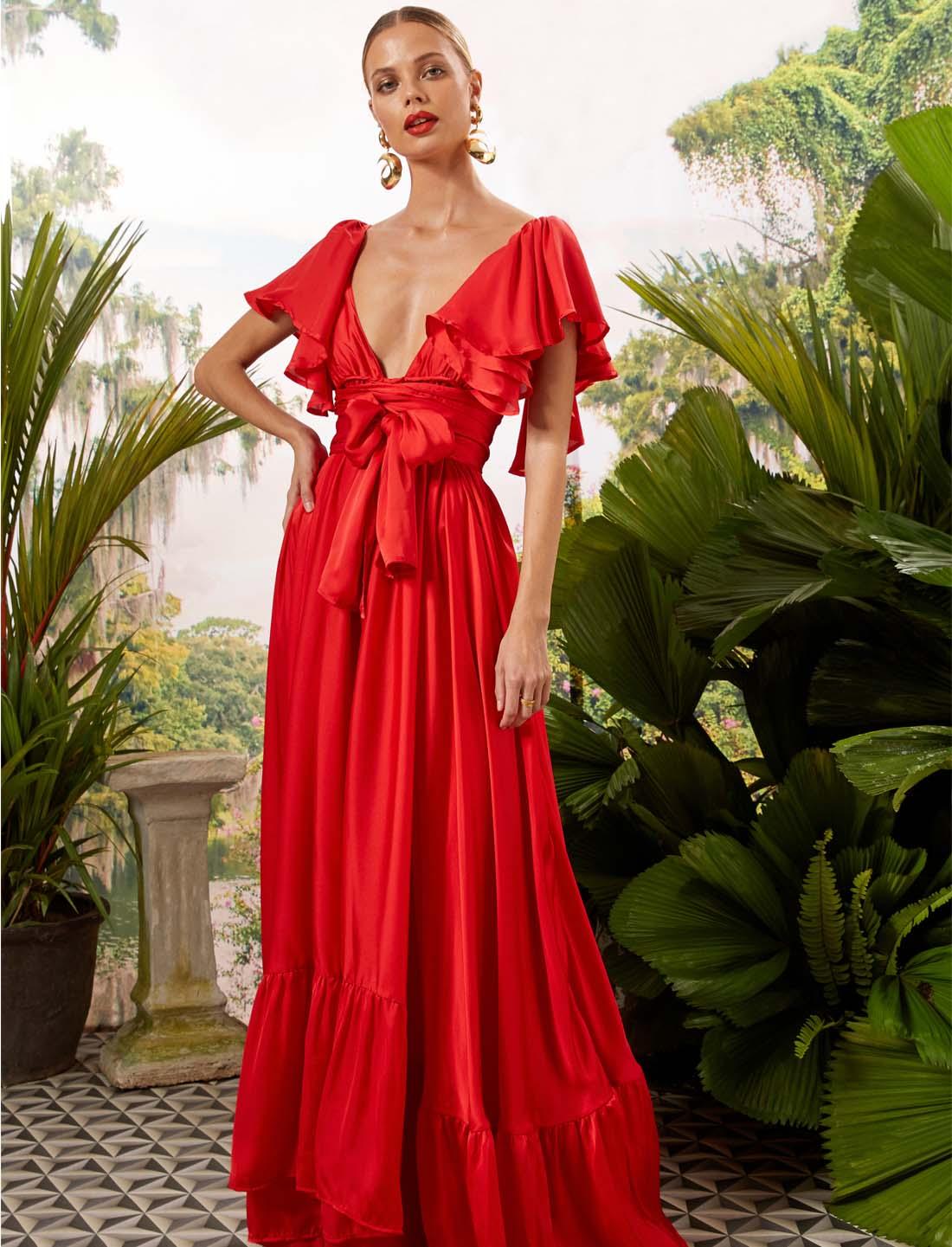 Valeria Maxi Dress - Sangria Red / O/S