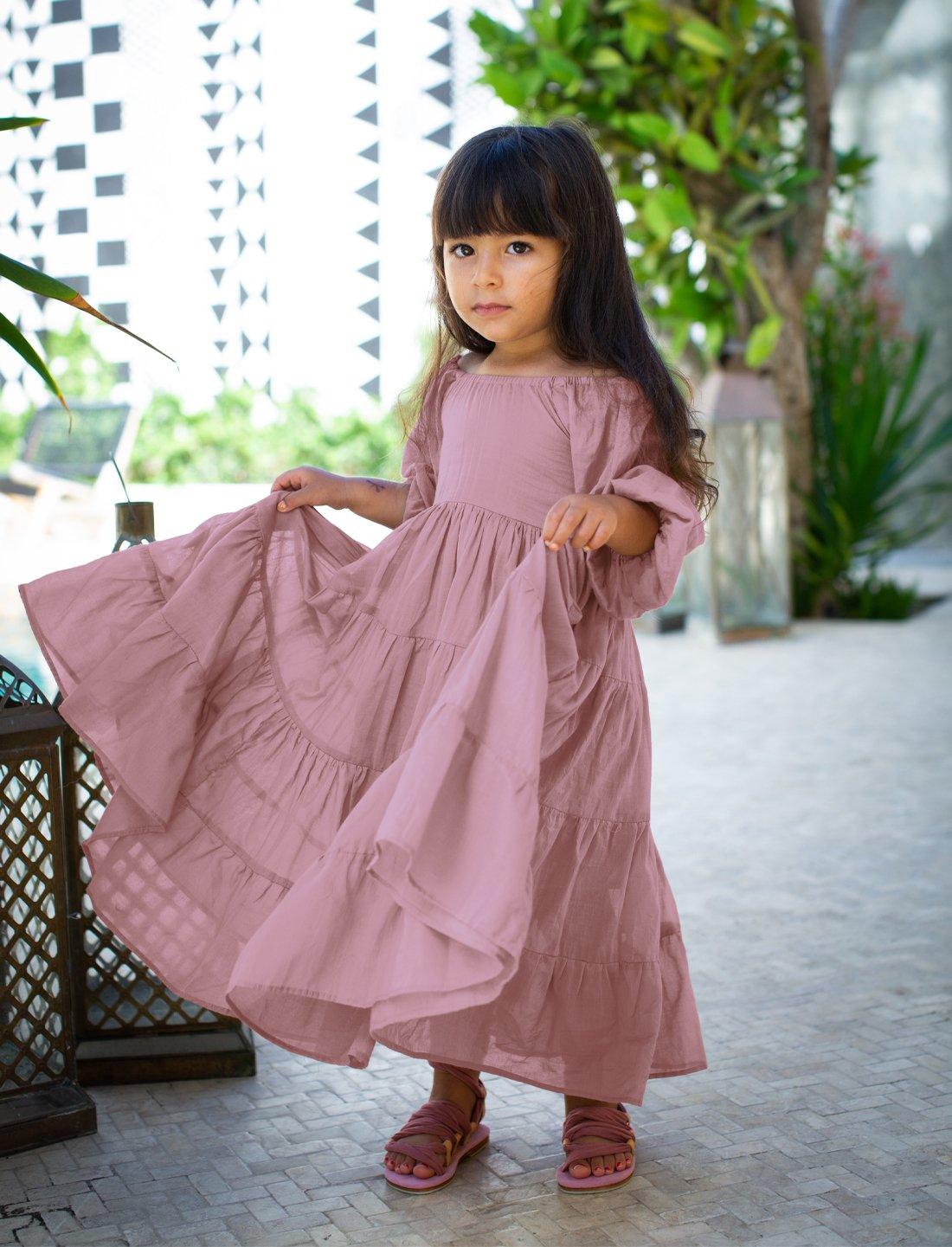 Brielle Full Sleeve Tiered Little Girls Dress - DESERT - Erika Peña