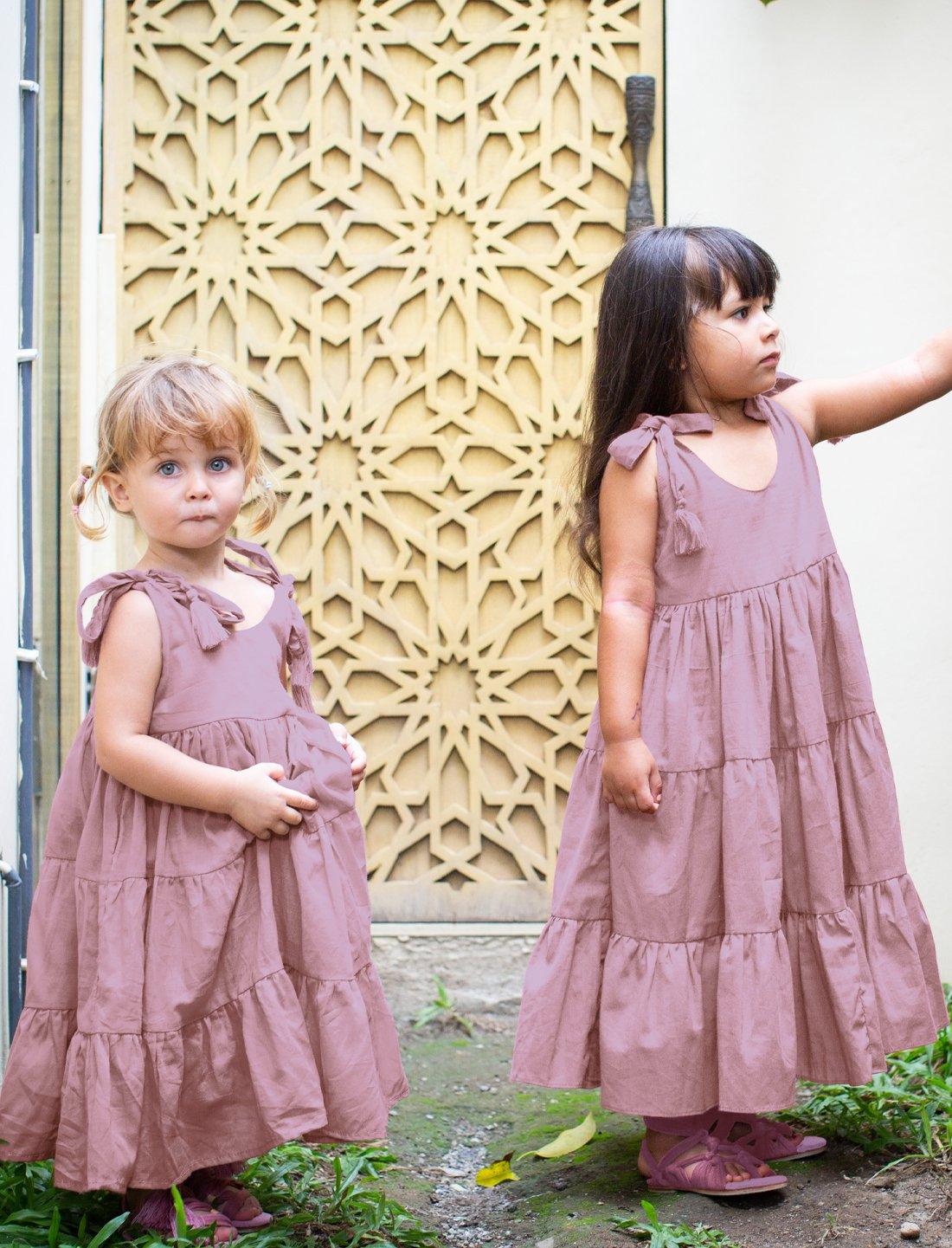 Carmencita Tassel Straps Tie Tiered Singlet Little Girl Dress - DESERT - Erika Peña