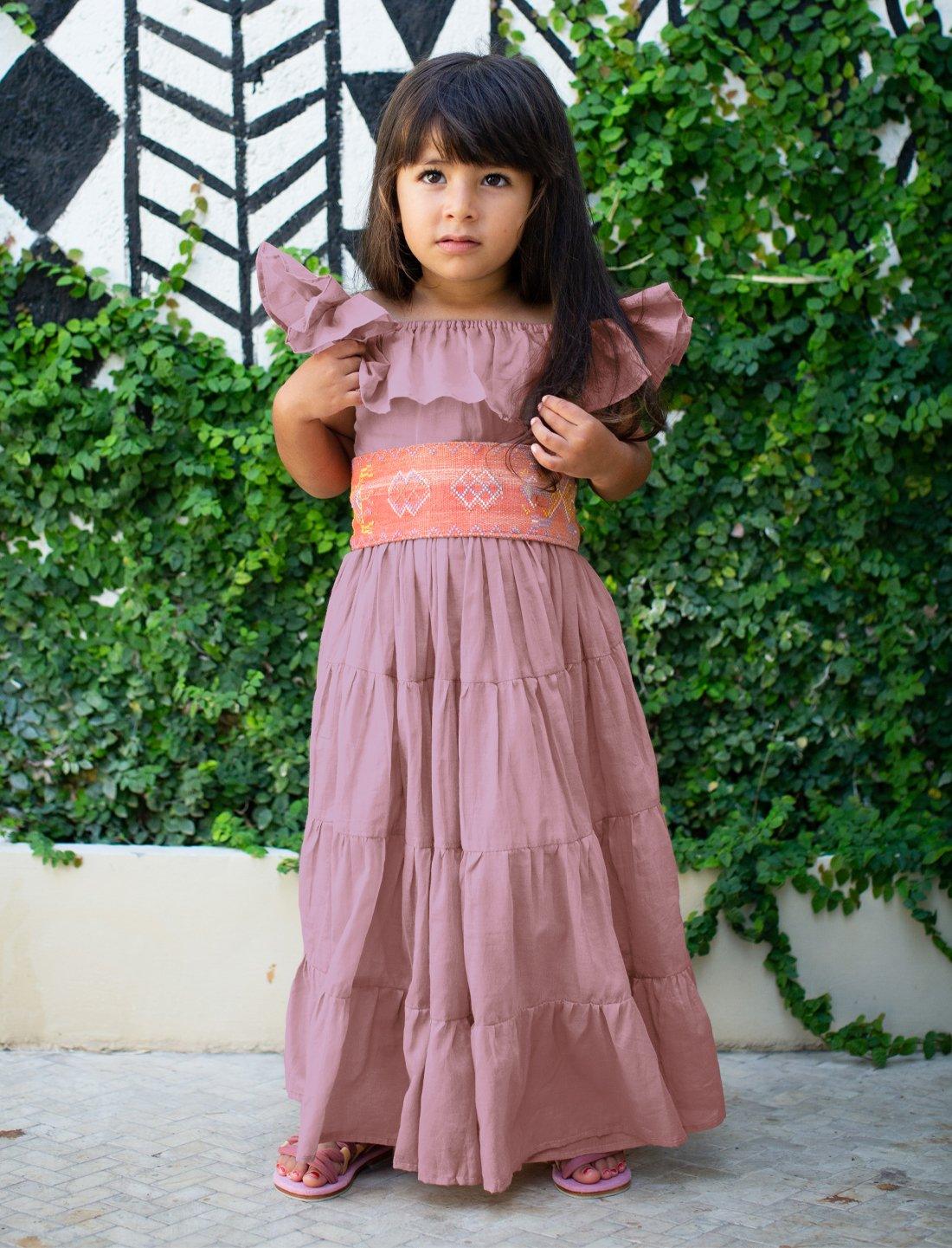 Rita Off the Shoulder Ruffled Tiered Little Girls Dress - DESERT - Erika Peña