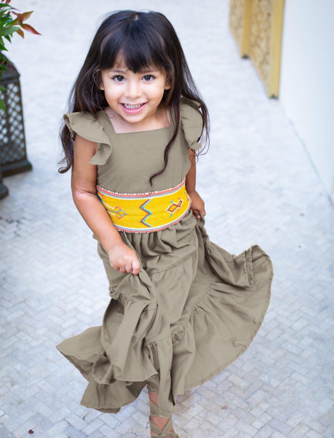 Lolita Apron Ruffled Sleeved Tiered Little Girls Dress - STONE - Erika Peña