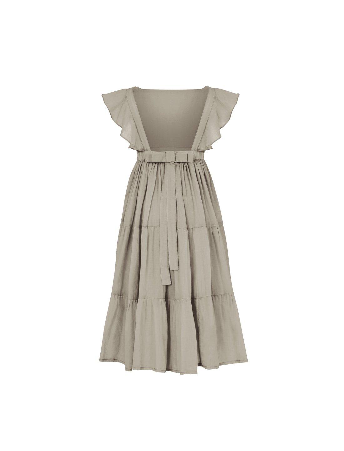 Lolita Apron Ruffled Sleeved Tiered Little Girls Dress - STONE - Erika Peña