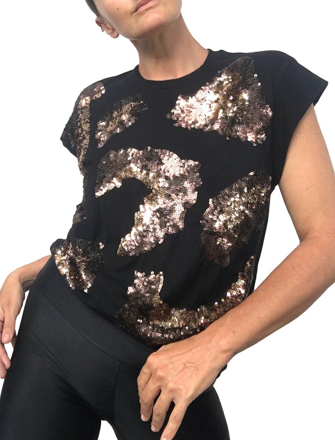 Alexia Sequin Leopard Beaded TeeShirt - Erika Peña