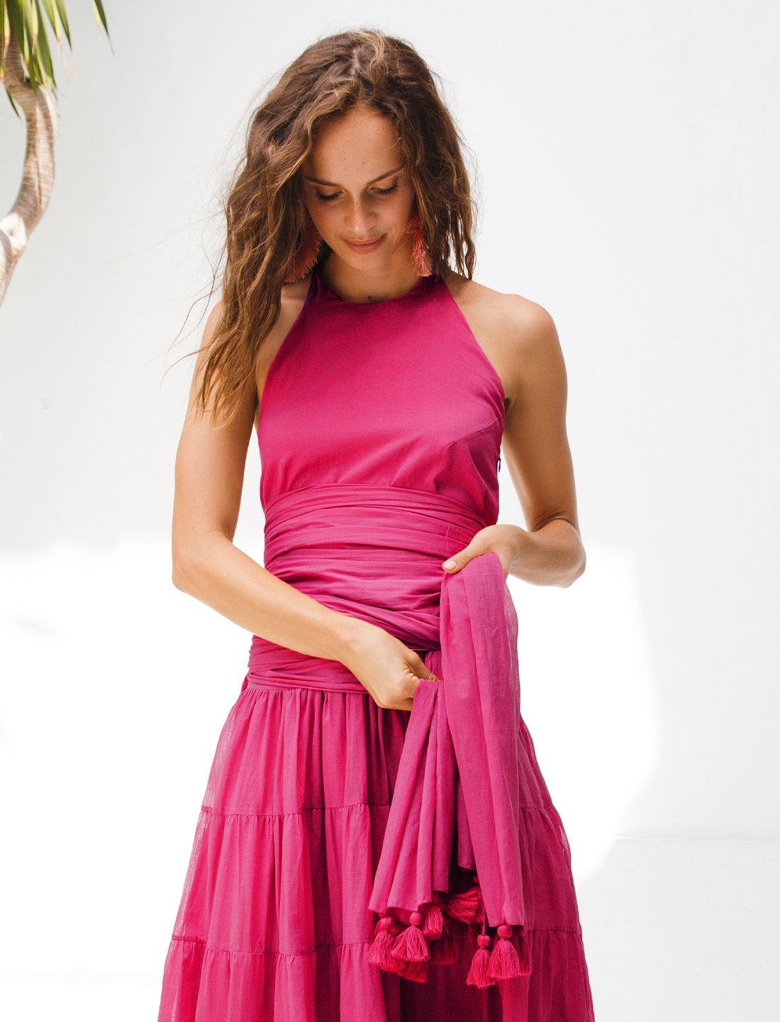 Erika Pea RUMBA TASSEL WOMENS BELT FUCHSIA