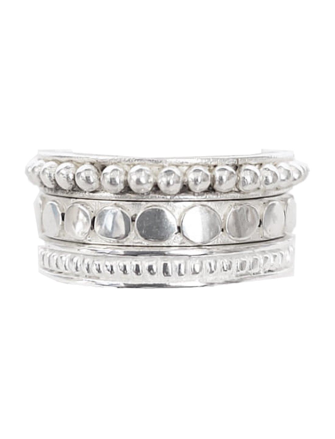 STACK RING EMBOSSED GRANULATION SILVER SET - Erika Peña