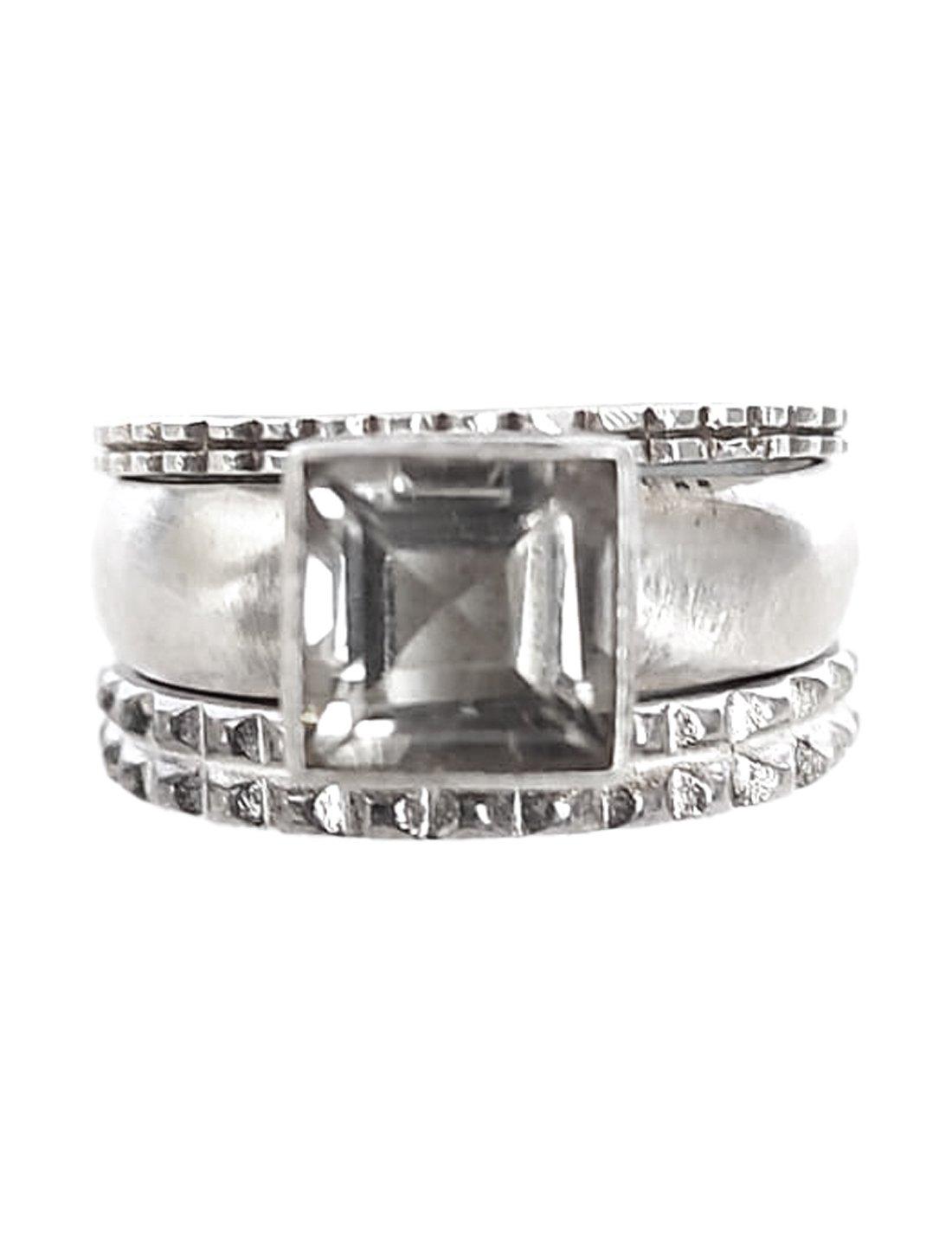 STACK RING PYRAMID SQUARE SILVER SET - Erika Peña
