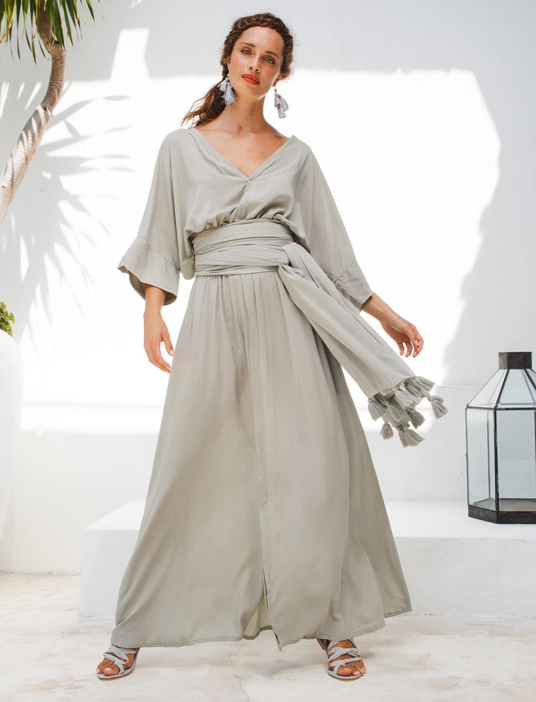 Erika Pea VERO BOHEMIAN WOMENS MAXI DRESS STONE / XS/S Erika Pea VERO BOHEMIAN WOMENS MAXI DRESS STONE / XS/S