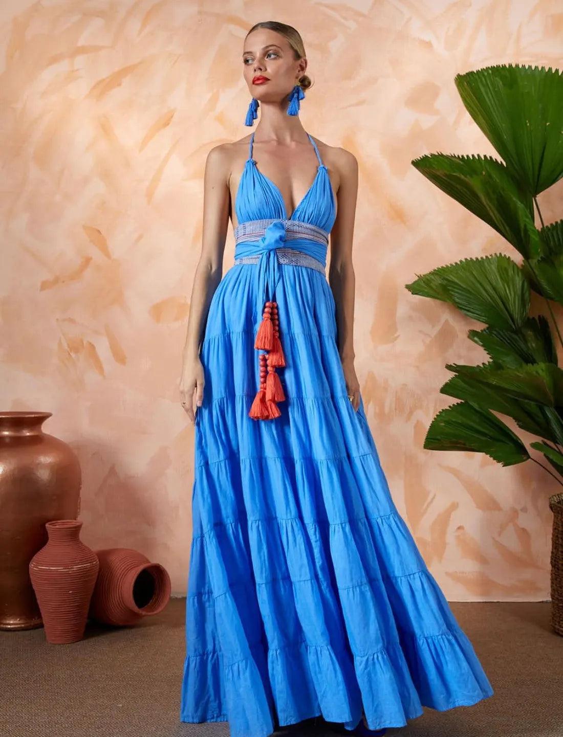 LOLA BOHEMIAN HALTER MAXI DRESS - Erika Peña