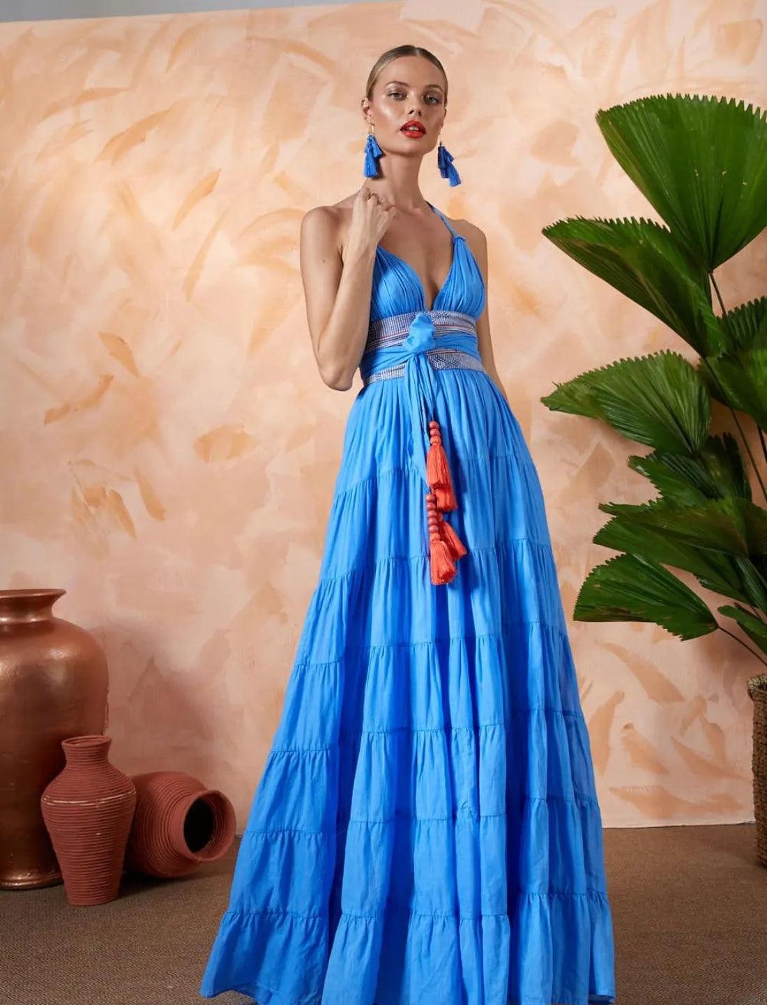 LOLA BOHEMIAN HALTER MAXI DRESS - Erika Peña