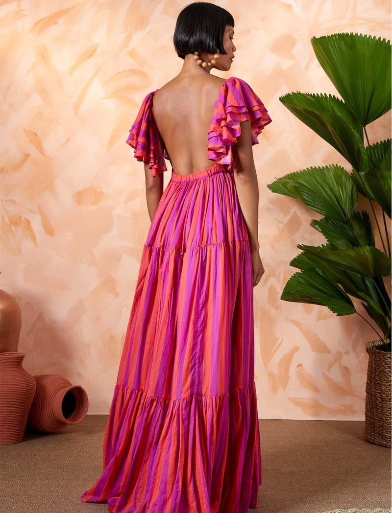 VALE MAXI DRESS WITH SLEEVES - Erika Peña