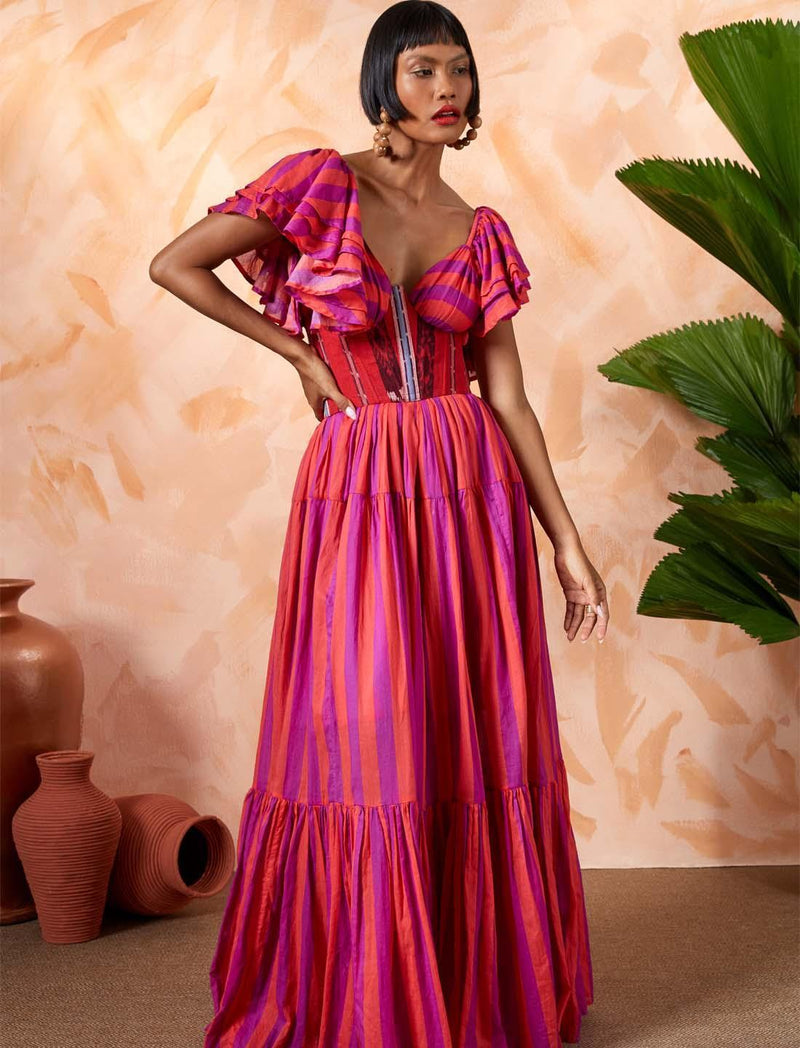 VALE MAXI DRESS WITH SLEEVES - Erika Peña