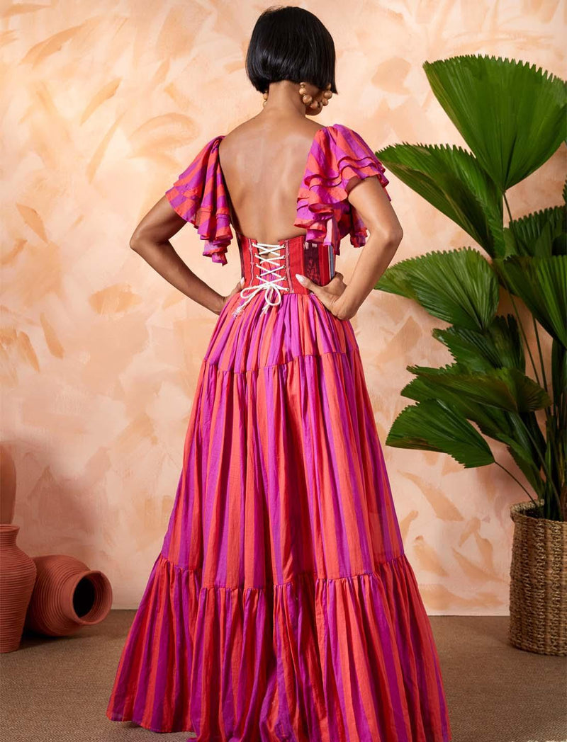 VALE MAXI DRESS WITH SLEEVES - Erika Peña