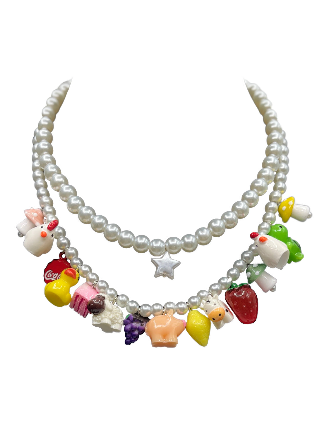 Estella Double Pearl Charm Necklaces