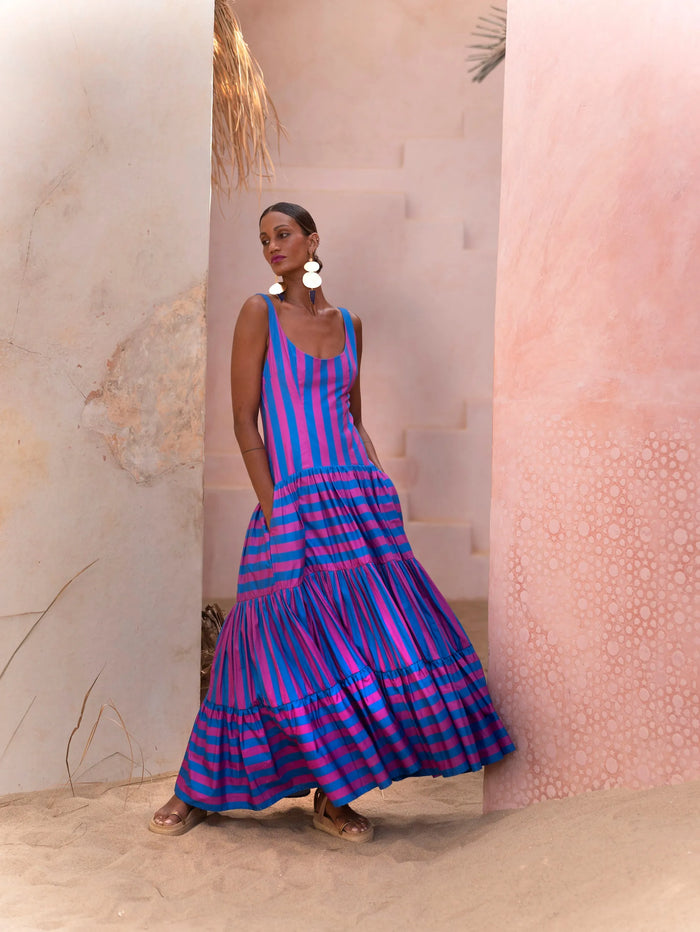 'Sereia' Striped Maxi Dress