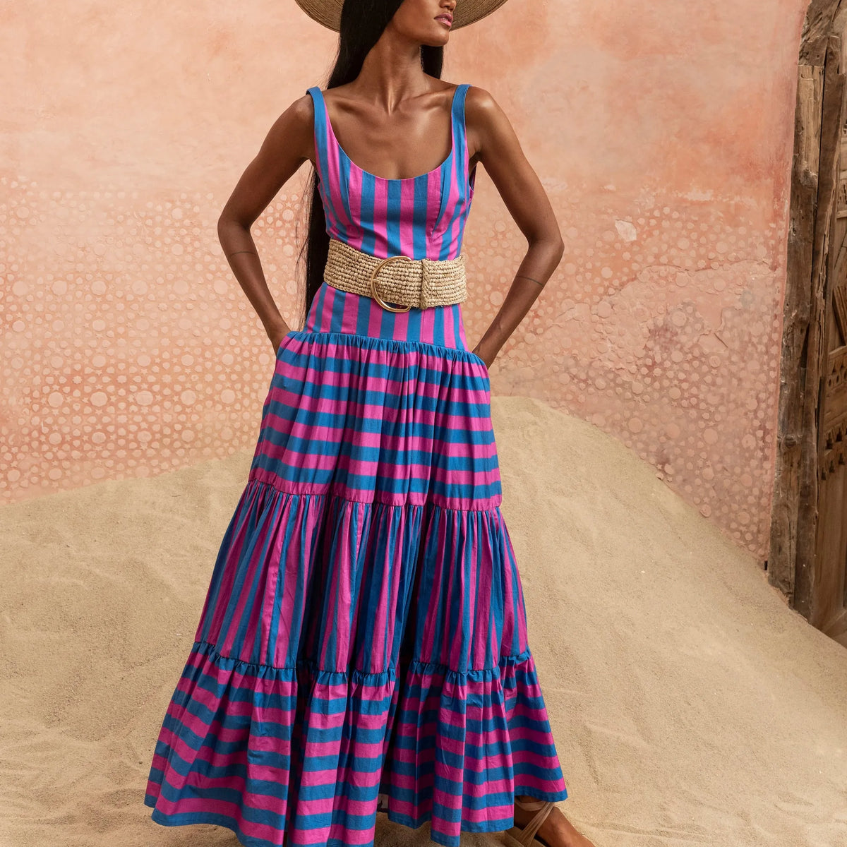 erika pena maxi dress Erika Peña SELENA MAXI DRESS STRIPE MIAMI STRIPE / S/M