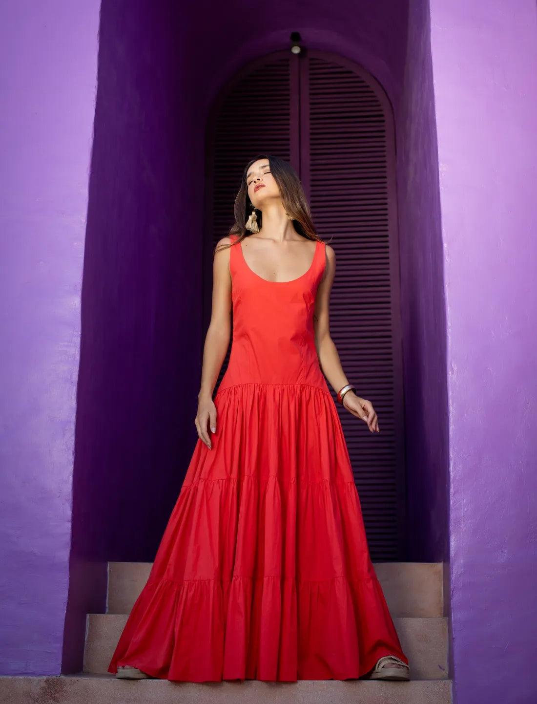 SELENA MAXI DRESS CORAL - Erika Peña