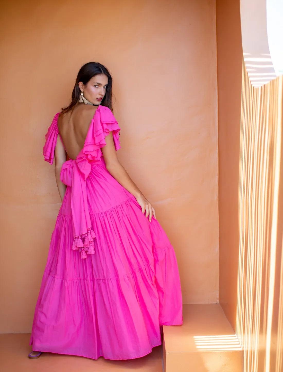 VALE MAXI DRESS WITH SLEEVES - Erika Peña