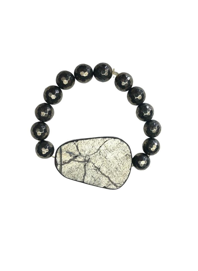 Pyrite Slab Stone Bracelet - Erika Peña