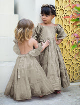 Brielle Full Sleeve Tiered Little Girls Dress - STONE - Erika Peña