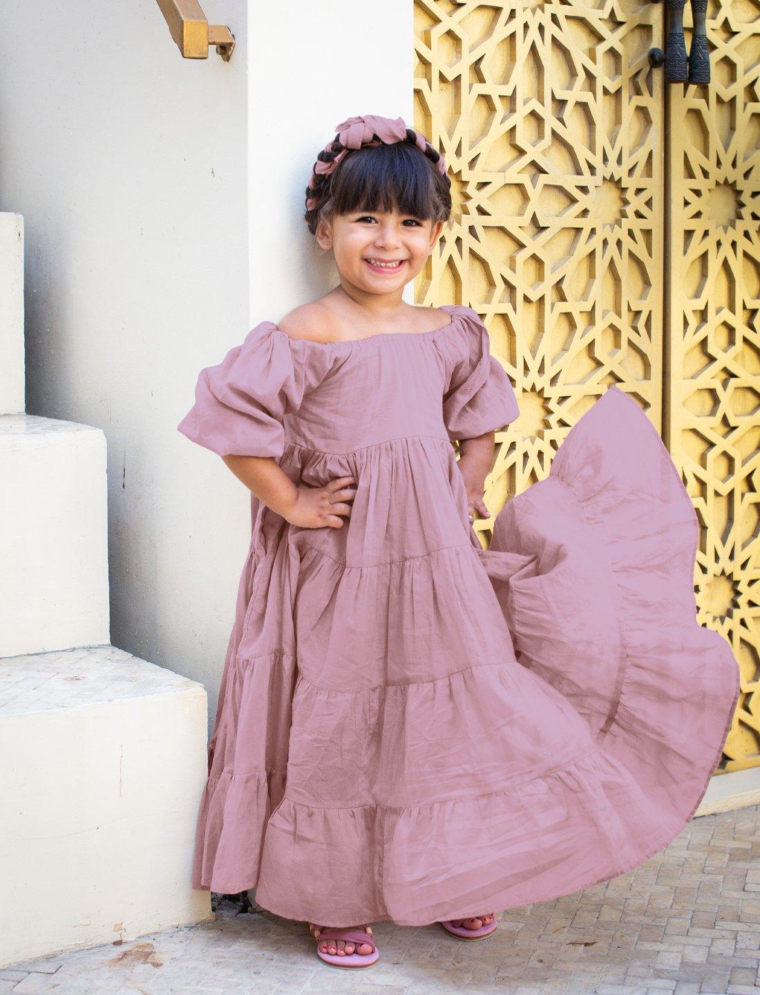 Brielle Full Sleeve Tiered Little Girls Dress - DESERT - Erika Peña