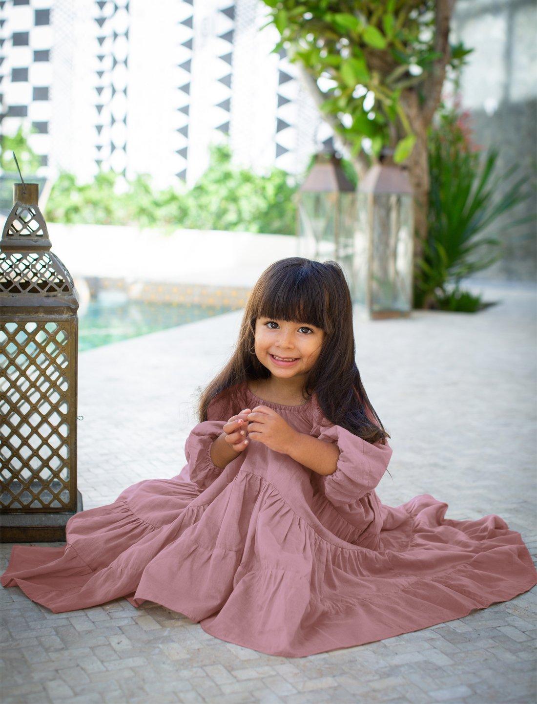 Brielle Full Sleeve Tiered Little Girls Dress - DESERT - Erika Peña