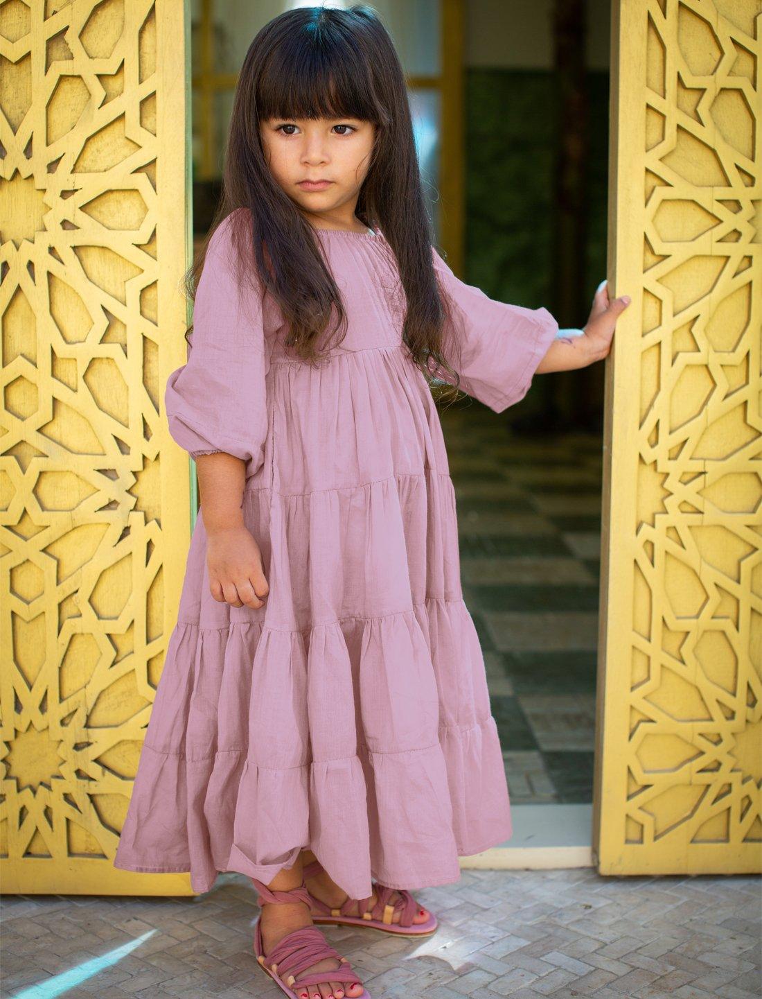 Brielle Full Sleeve Tiered Little Girls Dress - DESERT - Erika Peña