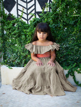 Rita Off the Shoulder Ruffled Tiered Little Girls Dress - STONE - Erika Peña