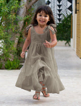 Carmencita Tassel Straps Tie Tiered Singlet Little Girl Dress - STONE - Erika Peña
