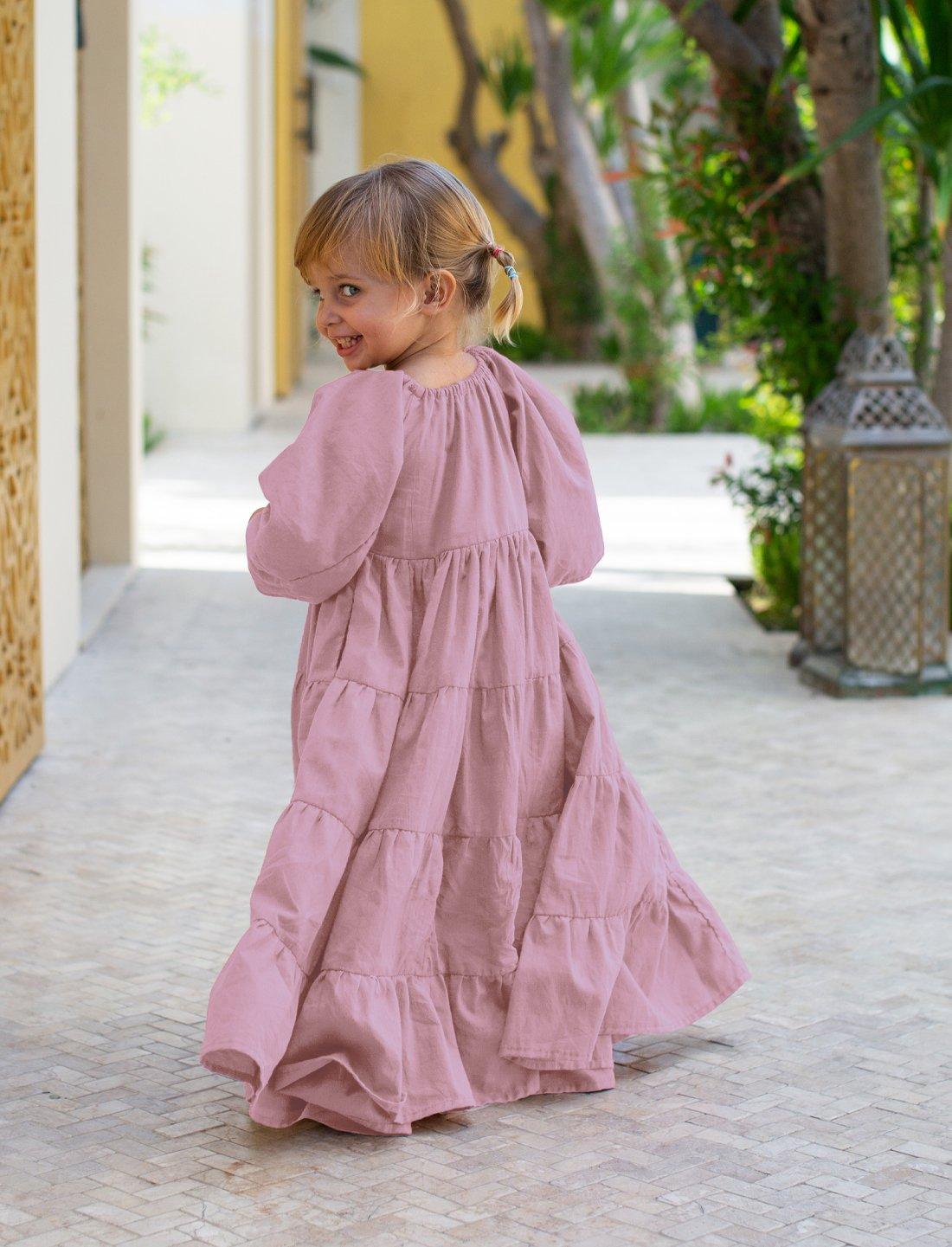 Brielle Full Sleeve Tiered Little Girls Dress - DESERT - Erika Peña