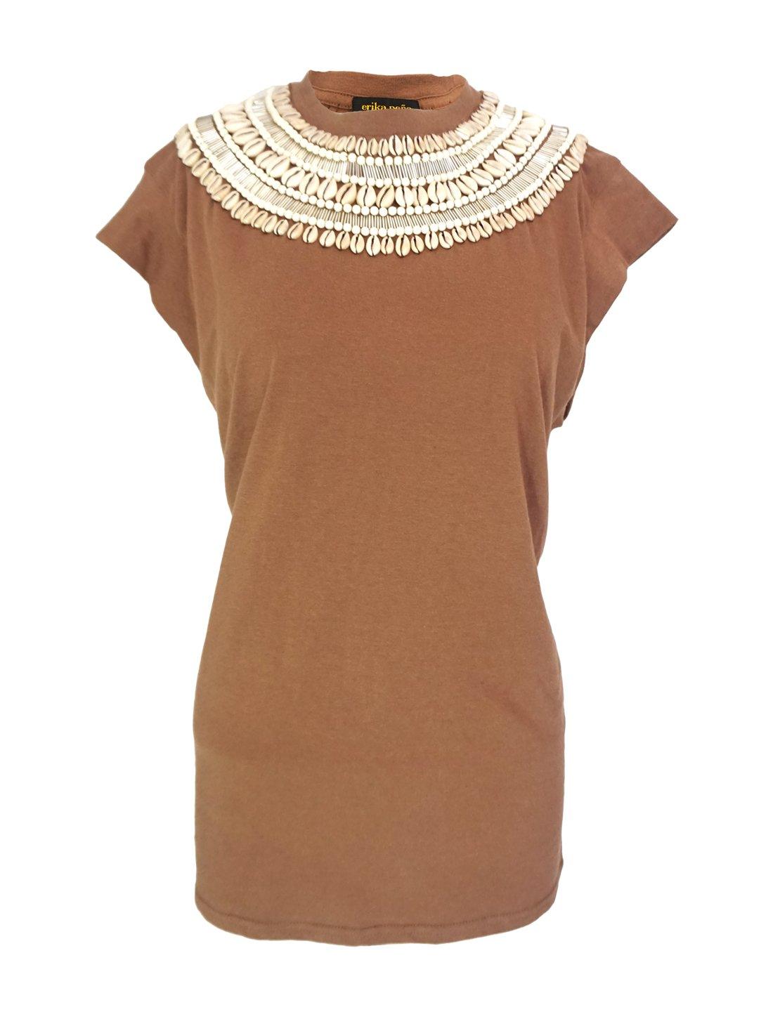 Alex Tribal Beaded Collar TeeShirt - Erika Peña