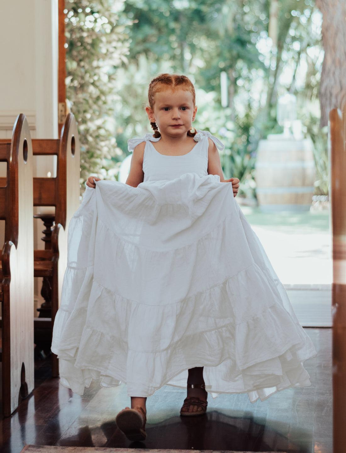 Carmencita Tassel Straps Tie Tiered Singlet Little Girl Dress - Erika Peña