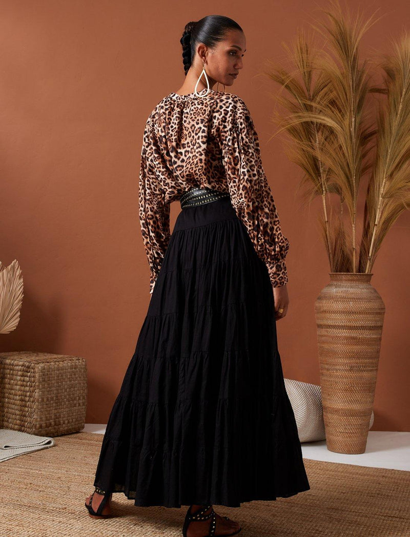 Peasent Sahara Leopard Blouse - Erika Peña
