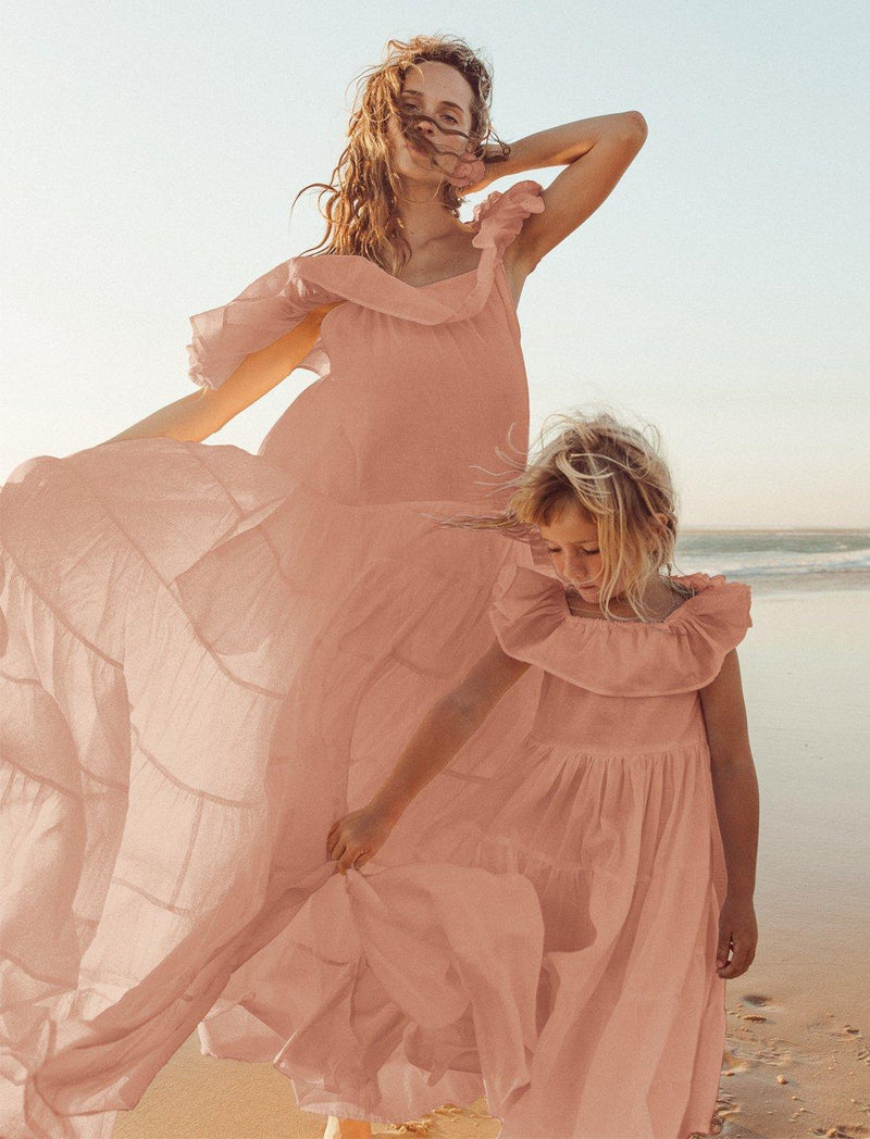 Rita Off the Shoulder Ruffled Tiered Little Girls Dress - DESERT - Erika Peña