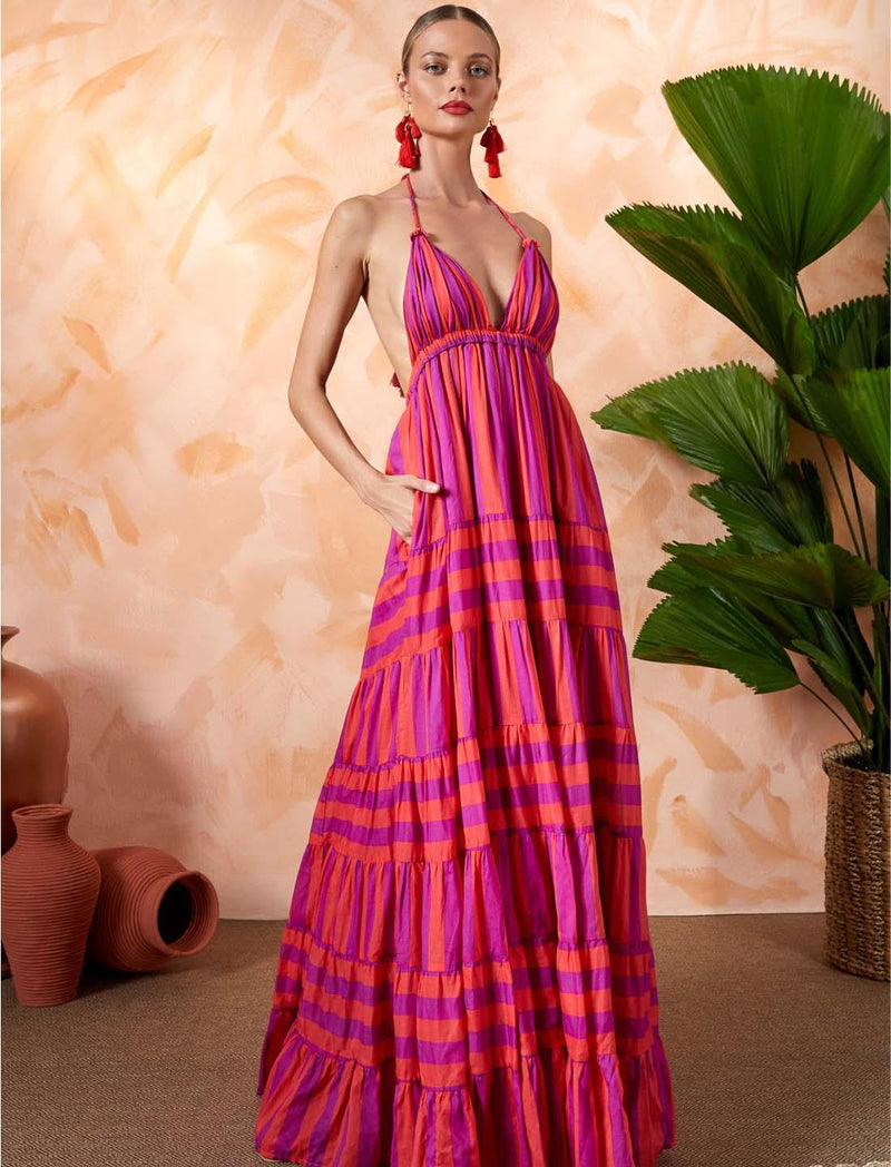 LOLA BOHEMIAN HALTER MAXI DRESS - Erika Peña
