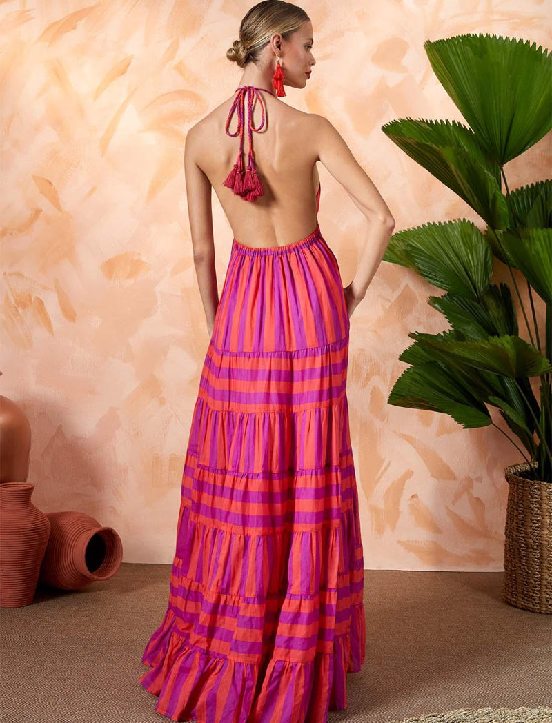 LOLA BOHEMIAN HALTER MAXI DRESS - Erika Peña