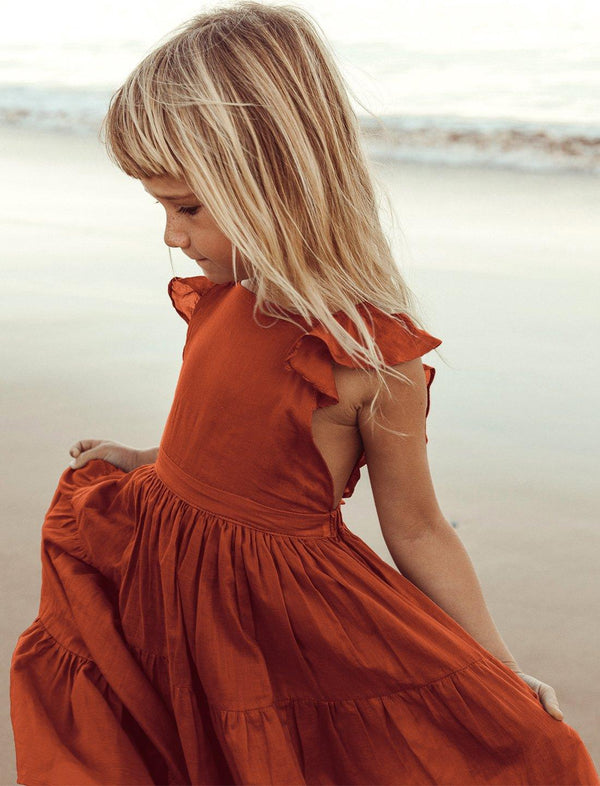 Lolita Apron Ruffled Sleeved Tiered Little Girls Dress - SIENNA - Erika Peña