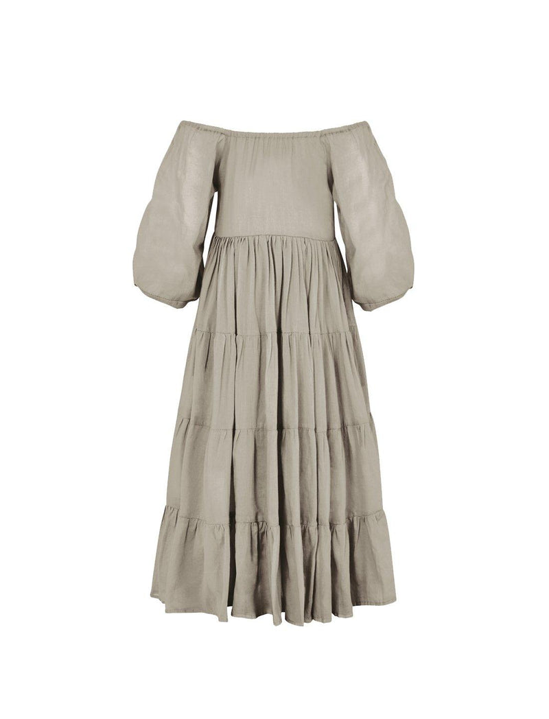 Brielle Full Sleeve Tiered Little Girls Dress - STONE - Erika Peña