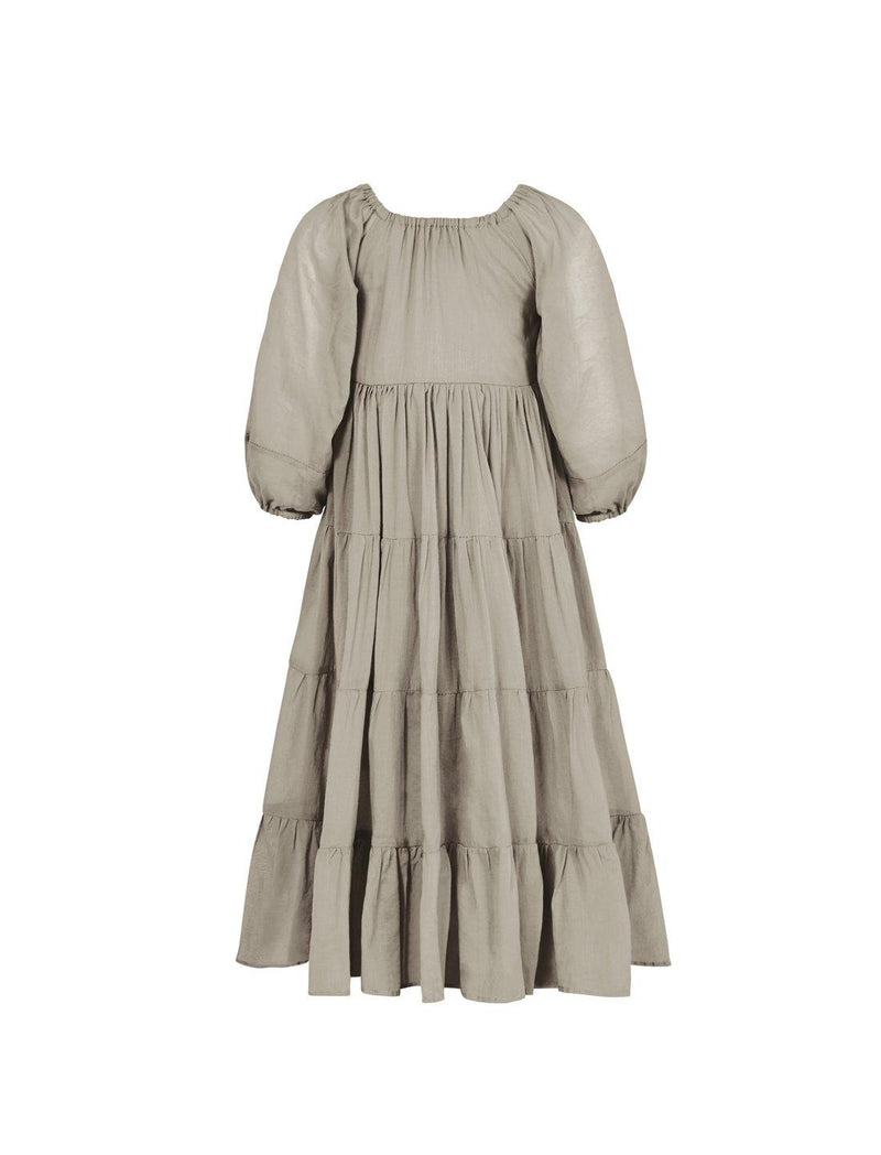 Brielle Full Sleeve Tiered Little Girls Dress - STONE - Erika Peña