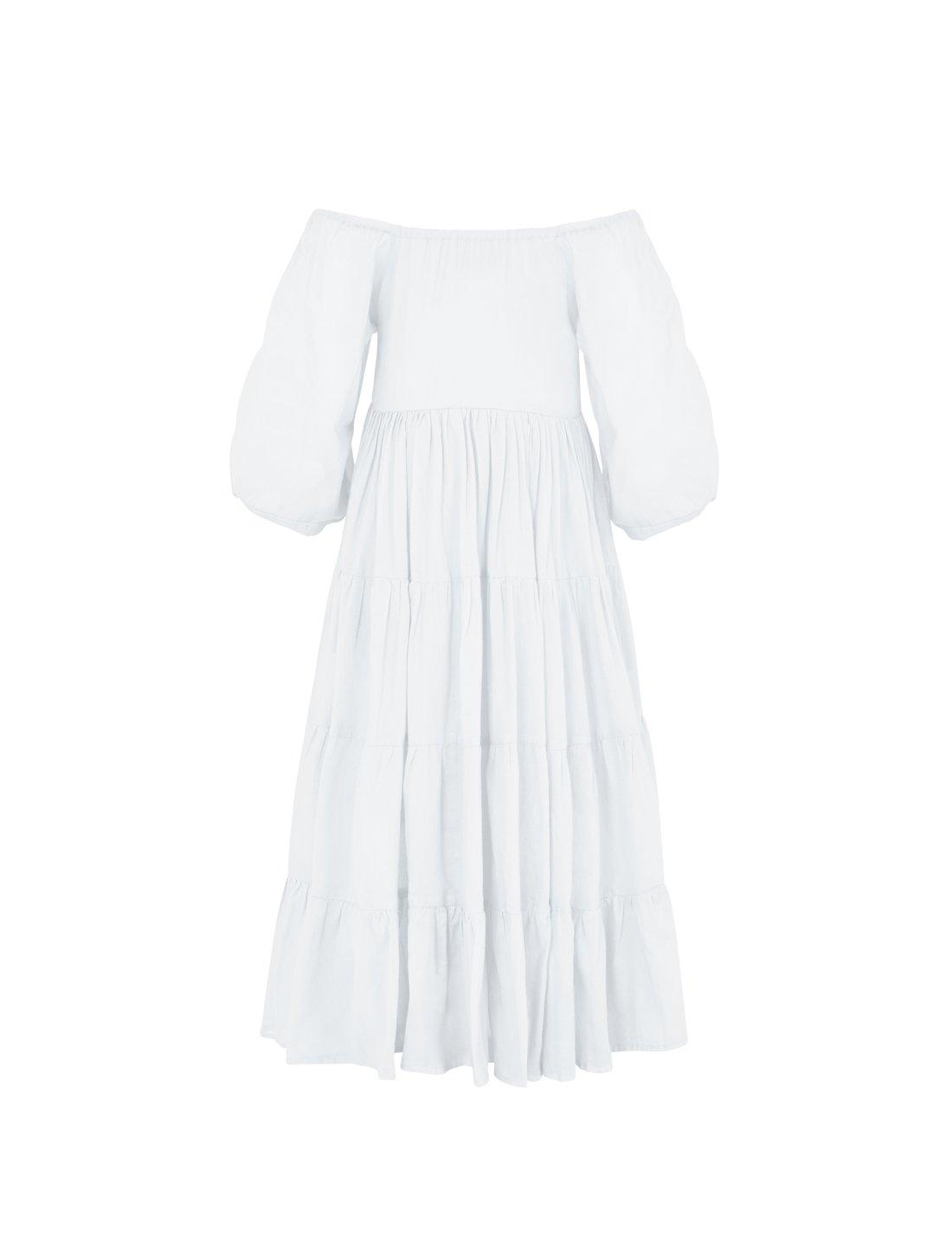 Brielle Full Sleeve Tiered Little Girls Dress - WHITE - Erika Peña