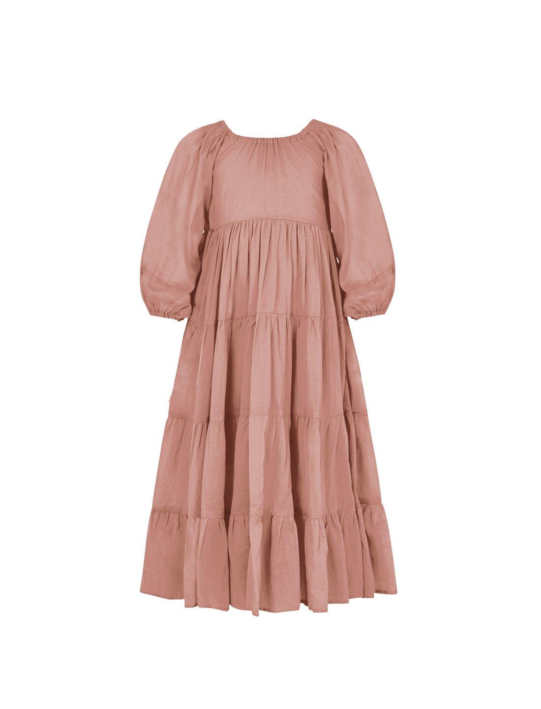 Brielle Full Sleeve Tiered Little Girls Dress - DESERT - Erika Peña