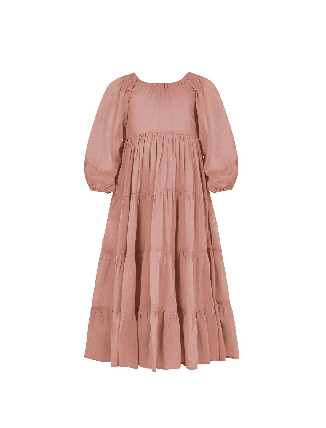 Brielle Full Sleeve Tiered Little Girls Dress - DESERT - Erika Peña