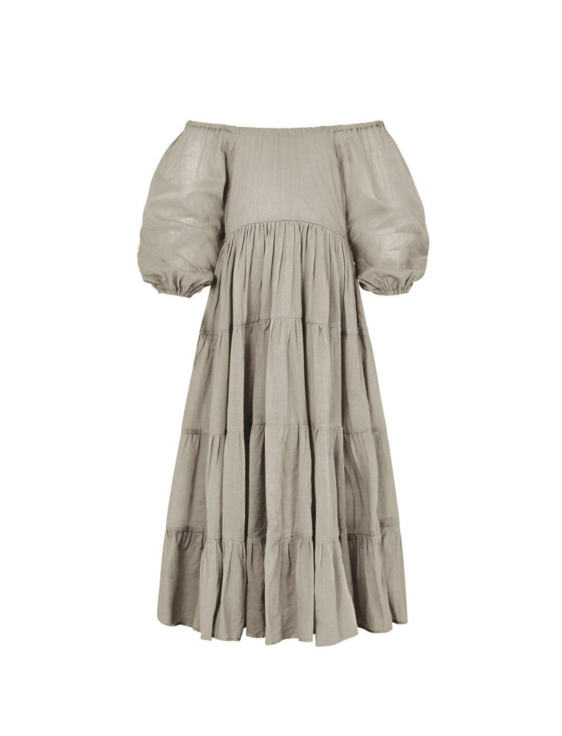 Brielle Full Sleeve Tiered Little Girls Dress - STONE - Erika Peña