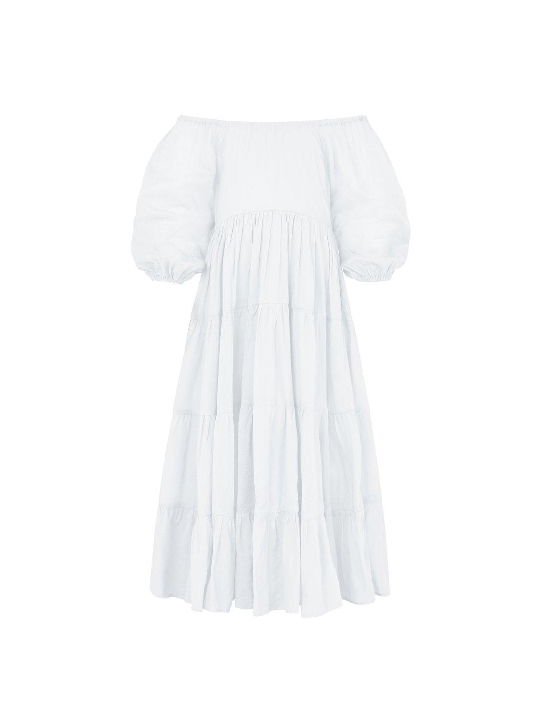Brielle Full Sleeve Tiered Little Girls Dress - WHITE - Erika Peña
