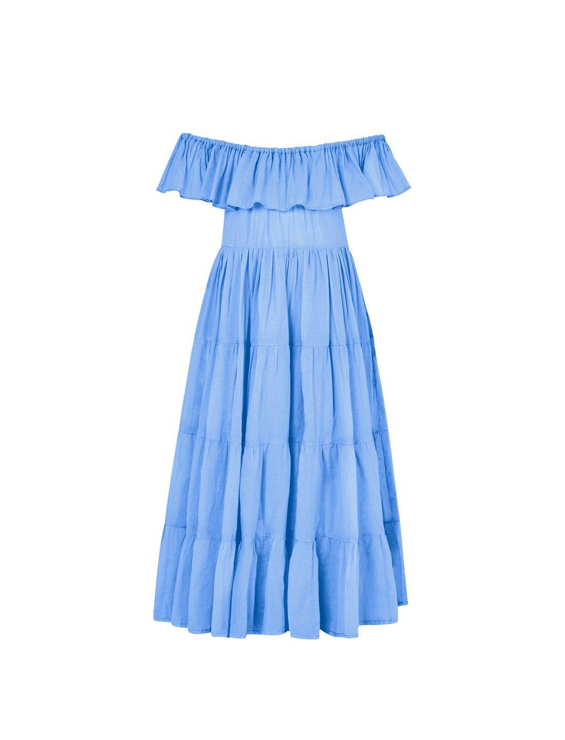 Rita Off the Shoulder Ruffled Tiered Little Girls Dress - CHAMBRAY - Erika Peña