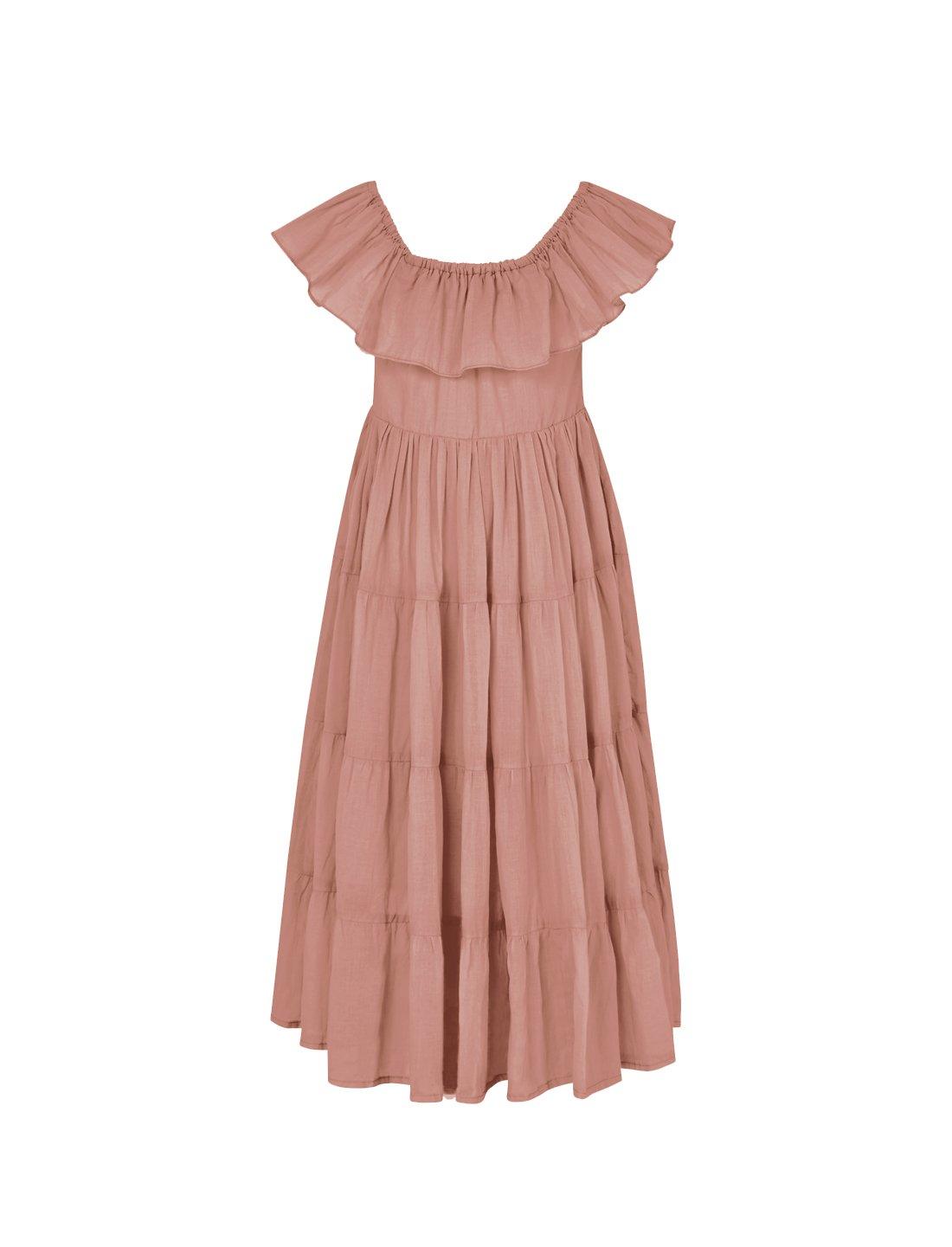 Rita Off the Shoulder Ruffled Tiered Little Girls Dress - DESERT - Erika Peña